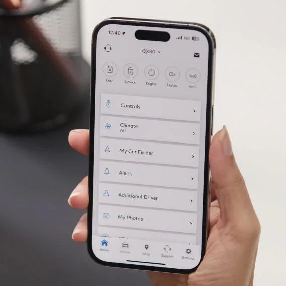 myInfiniti app user interface