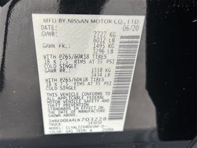 2020 Nissan Frontier SV