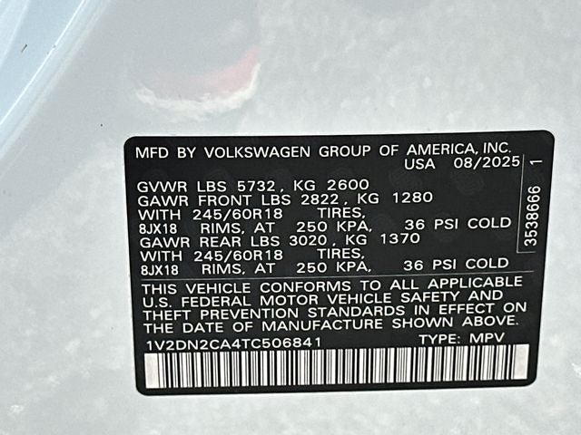 2026 Volkswagen Atlas 2.0T SE