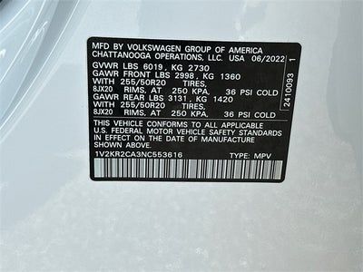 2022 Volkswagen Atlas 3.6L V6 SE w/Technology