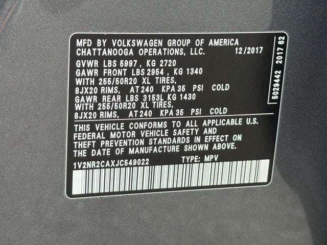 2018 Volkswagen Atlas SEL Premium 4Motion
