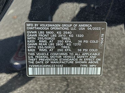 2022 Volkswagen Atlas Cross Sport 3.6L V6 SE w/Technology