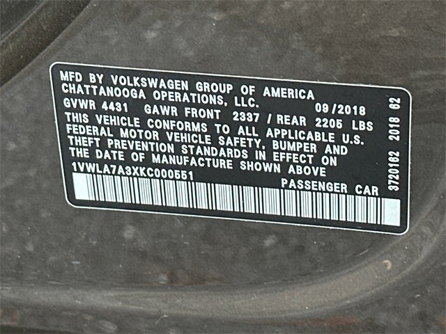 2019 Volkswagen Passat 2.0T Wolfsburg