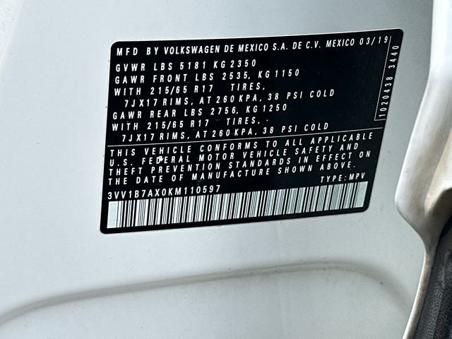 2019 Volkswagen Tiguan 2.0T S