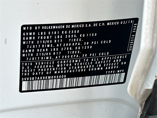 2019 Volkswagen Tiguan 2.0T SE